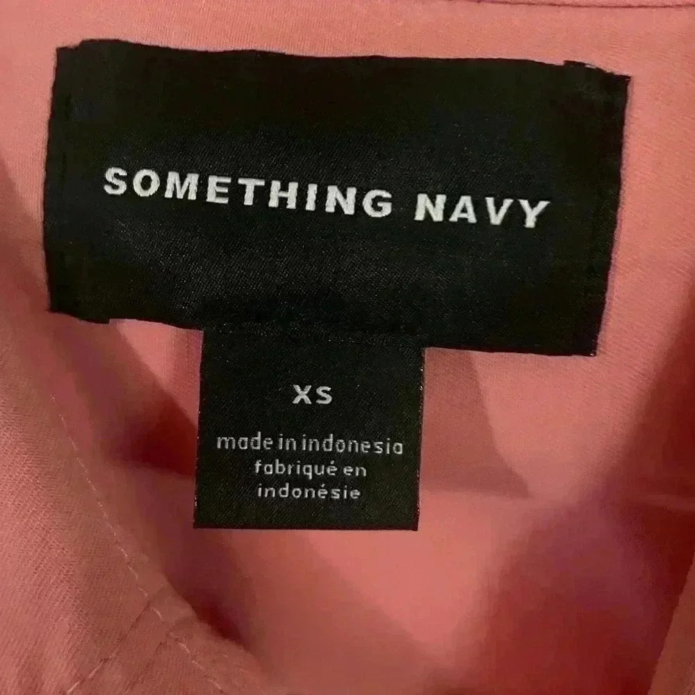 Something Navy women’s Pink Double Breasted cropped Jacket sz M botton down - Picture 8 of 9
